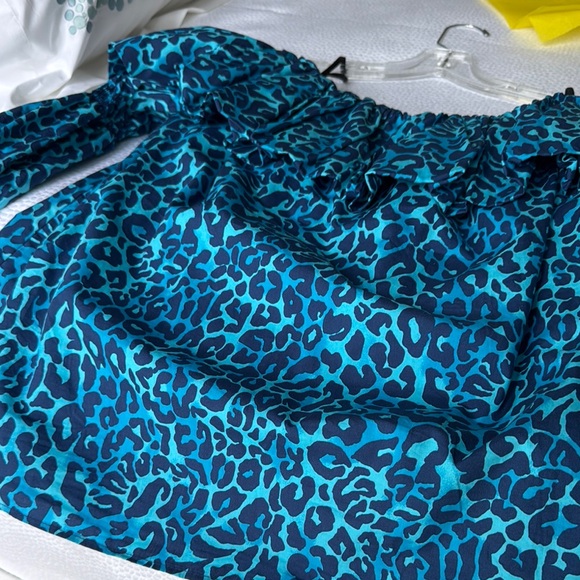 Lilly Pulitzer Blue Leopard Ruffled Puff Sleeve Blouse - Picture 6 of 6